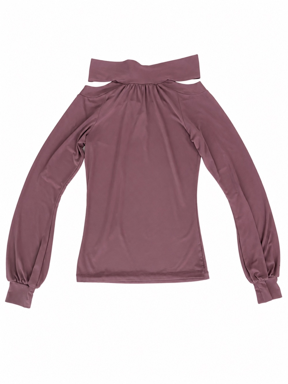 Mauve Tie-Neck off the Shoulder Long Sleeve Blouse with Balloon Sleeves Size S